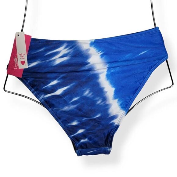 Xhilaration Blue High Leg High Waist Bikini Bottom Small Juniors 0-2 - Picture 2 of 4